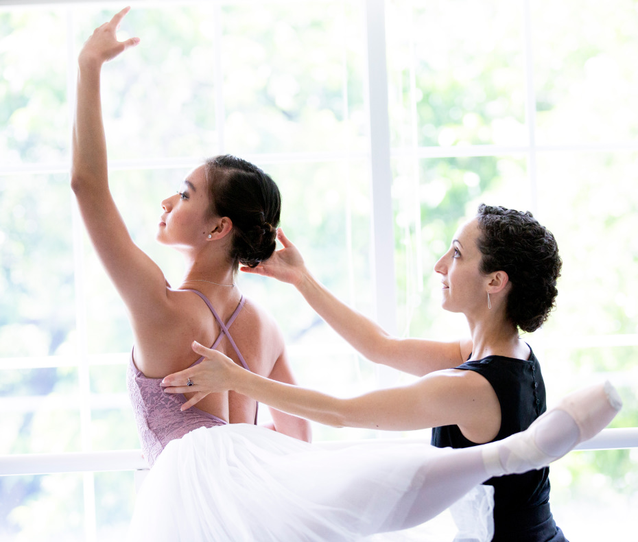 student ballet dancer and faculty member