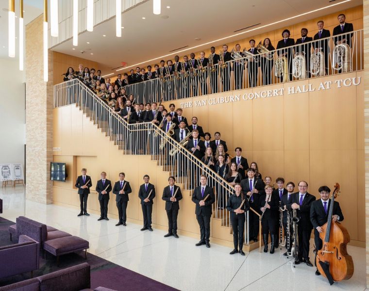 TCU Wind Ensemble in the Megan and Victor Boschini Music Center