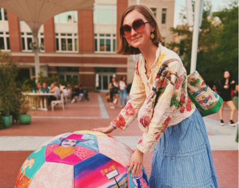 Caya Crum with Sundance Square Soccer Ball