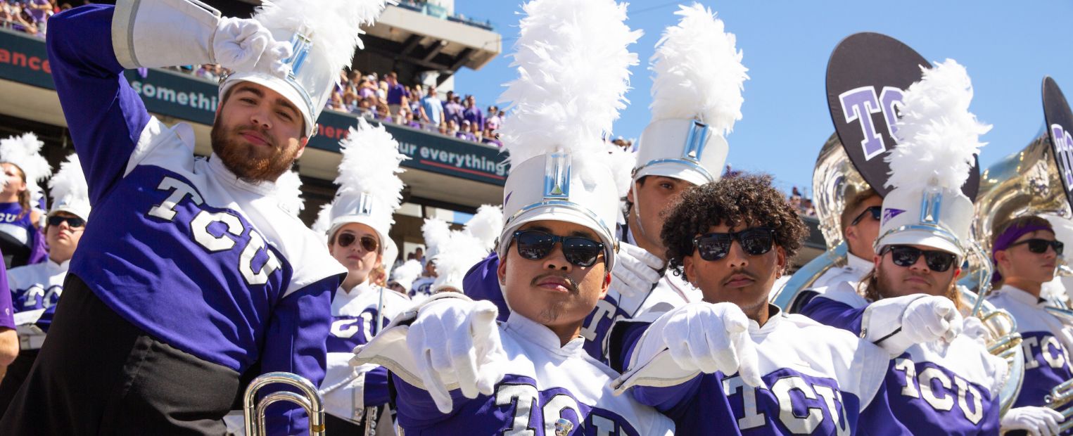 The TCU Horned Frog Marching Band draws students from almost every field of study.