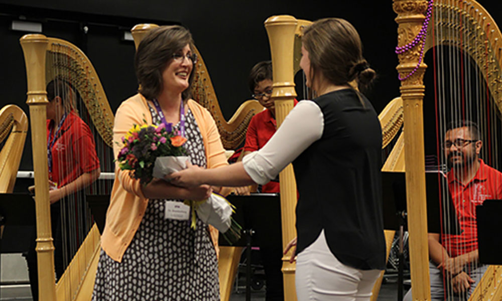 TCU Harp professor and student