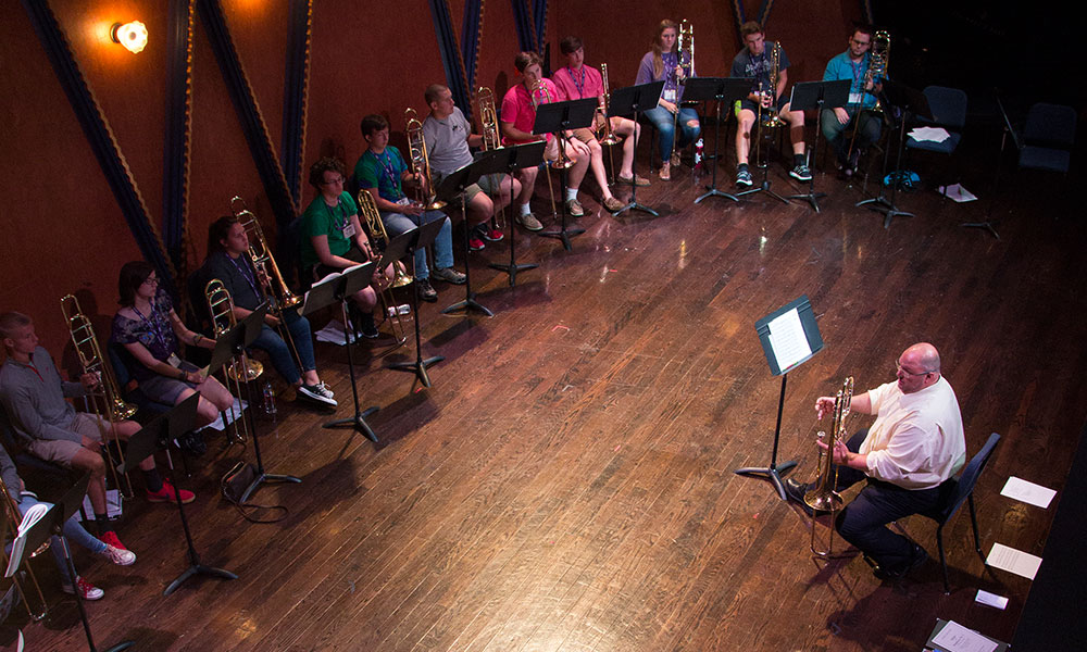 TCU Trombone Workshop professor and students
