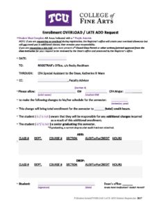 College of Fine Arts | Overload Late Add Form