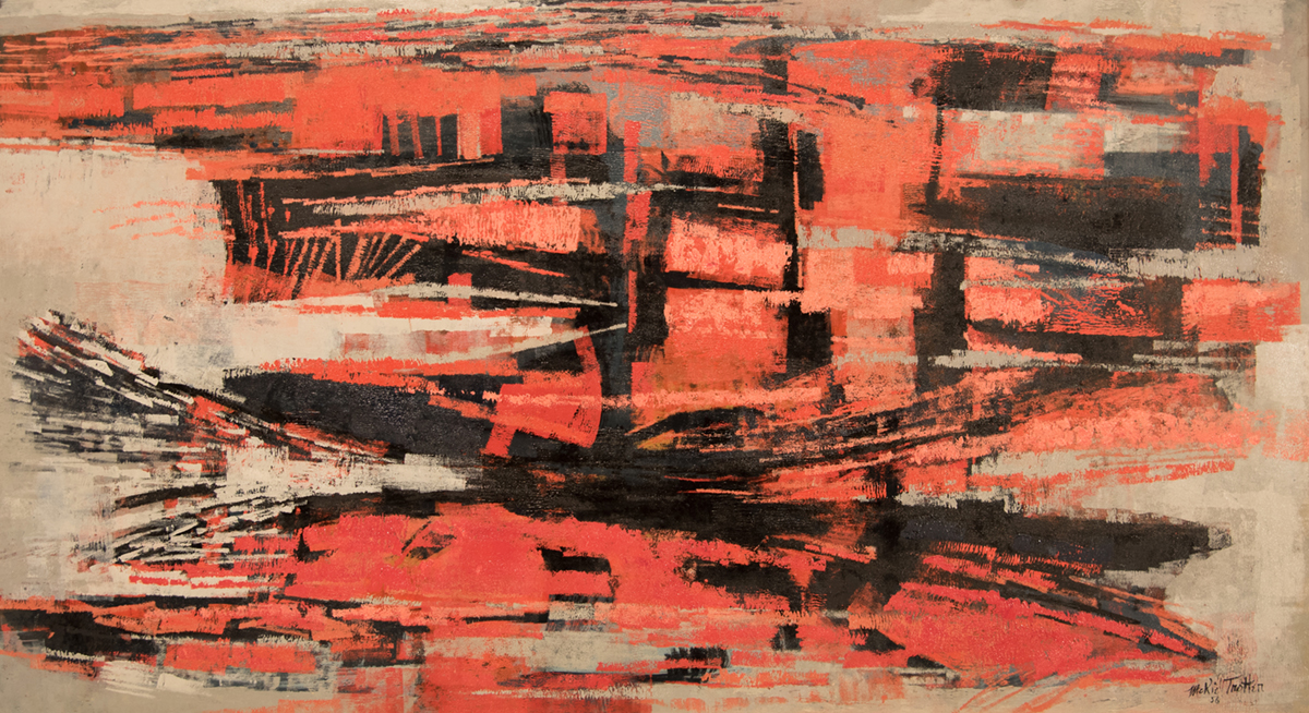 MCKIE TROTTER "Harborscape" 1950 Oil on canvas 55 x 25 inches Courtesy Ryan and Julie O'Connor
