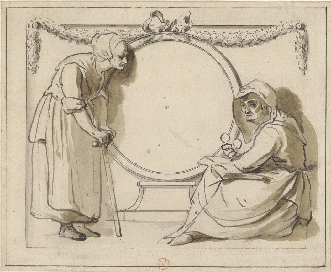 Image of "Project for the Decoration of a Women’s Hospice" by Johan-Georg Wille. The piece is pen and ink wash. Located in the Bibliothèque nationale de France, Department of Prints and Photographs.